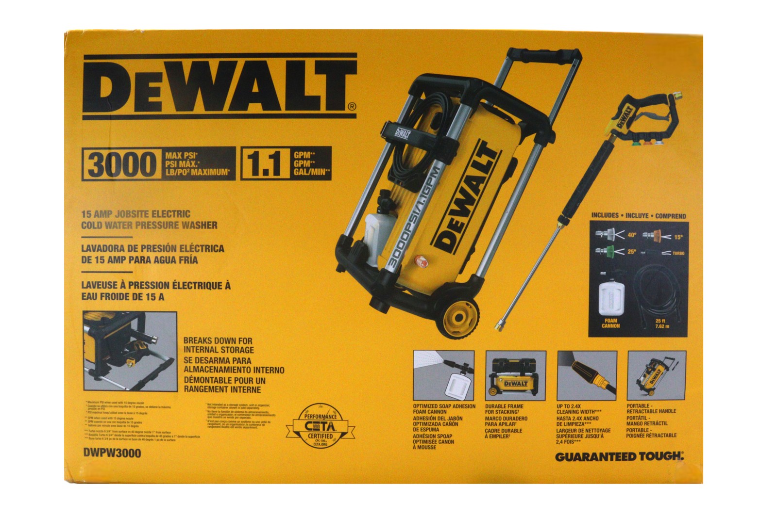DEWALT 3000 PSI 1.1 GPM 15 Amp Cold Water Electric Pressure Washer