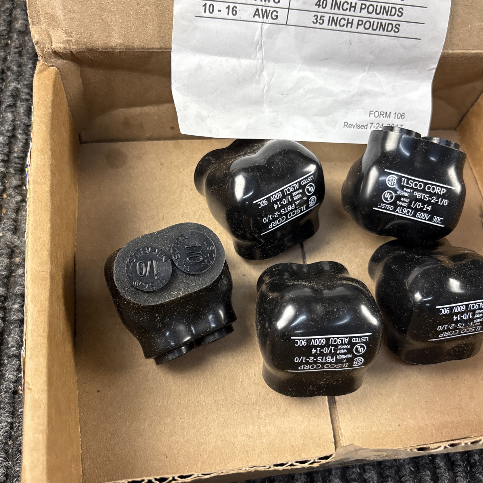 5 Pk Ilsco PBTS-2-1/0 Two-Port Insulated Multi-Tap Connector