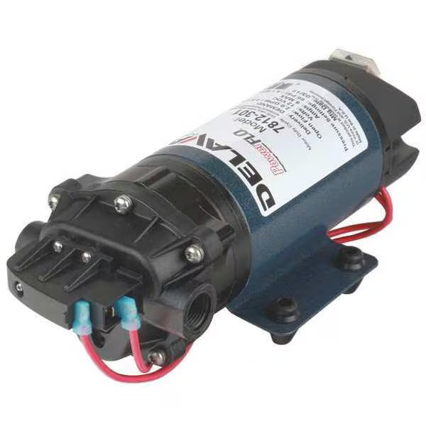 Delavan Fluid Power Diaphragm Pump, Polypropylene, Santoprene, 12VDC, 2.0 GPM