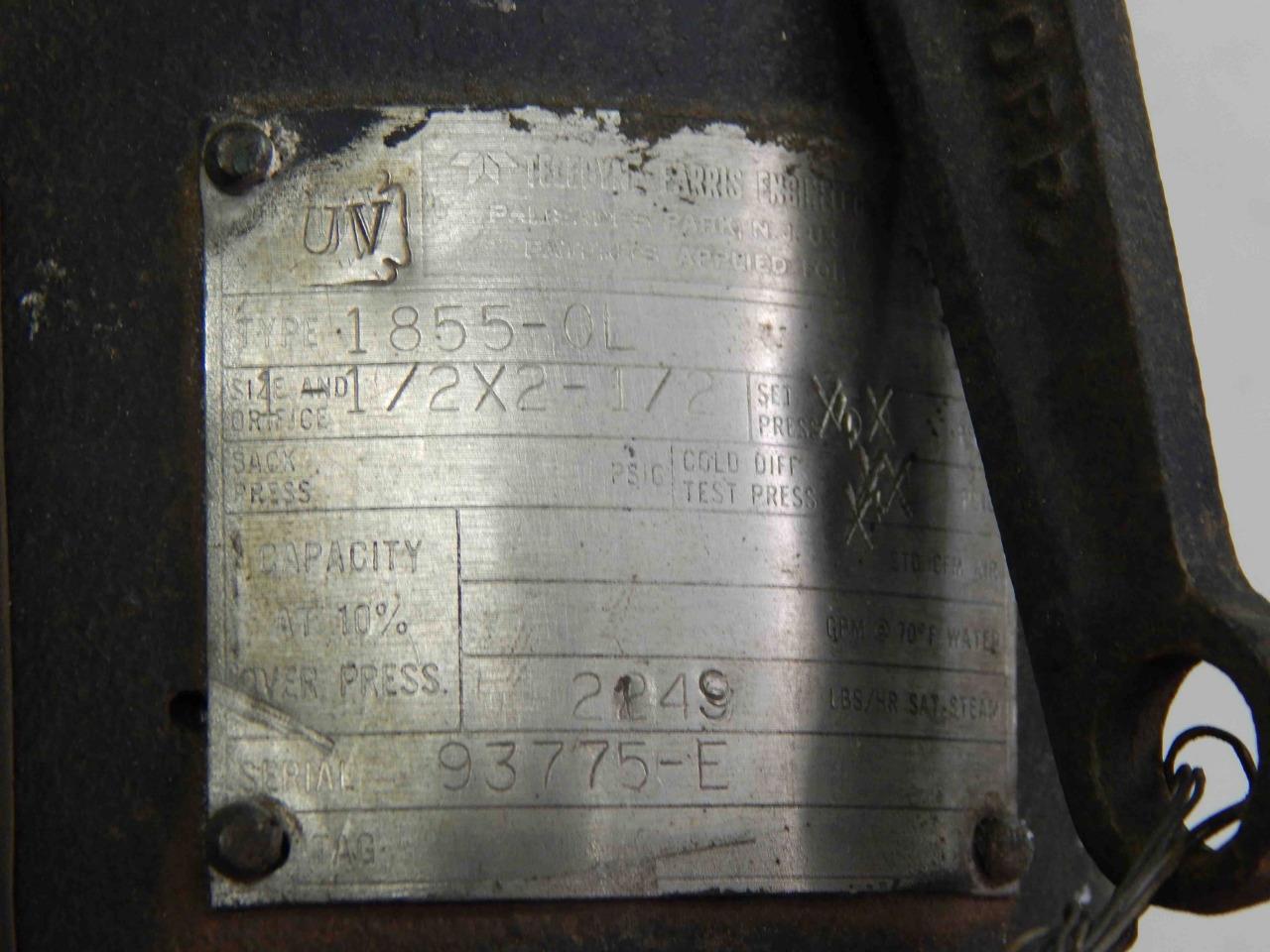 #54 Teledyne Farris 1855-0L 1-½” x 2-½” Safety Relief Valve 1-1/2 x 2-1/2