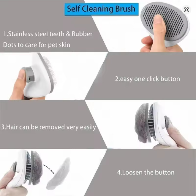 Pet Dog Brush Cat Comb Self Cleaning Pet Hair Remover Brush For Dogs Cats….