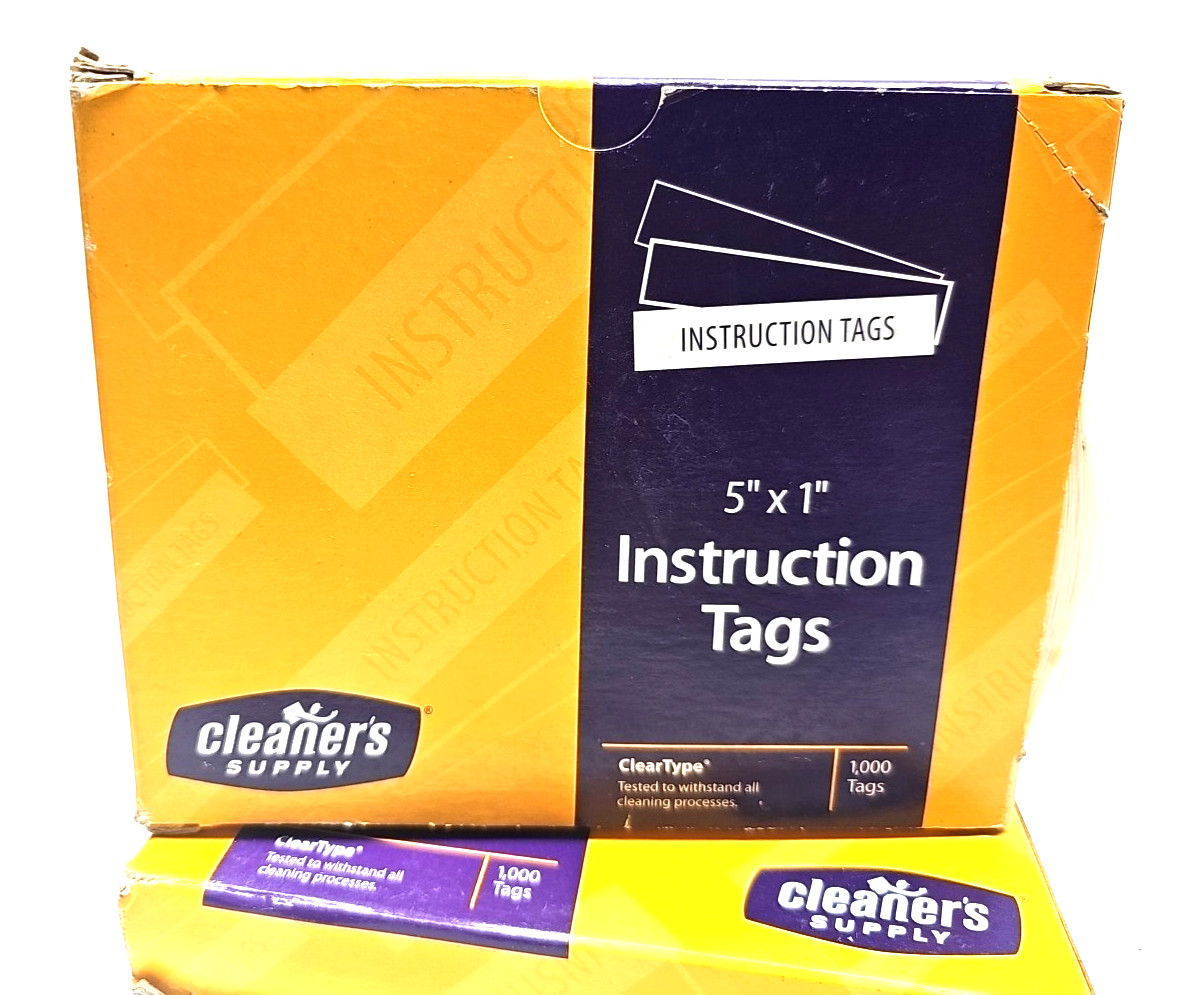 Lot of 2000, Cleaners Supply, INSTRUCTION TAGS 5″ X 1″ ( No Crease Sin Raya )