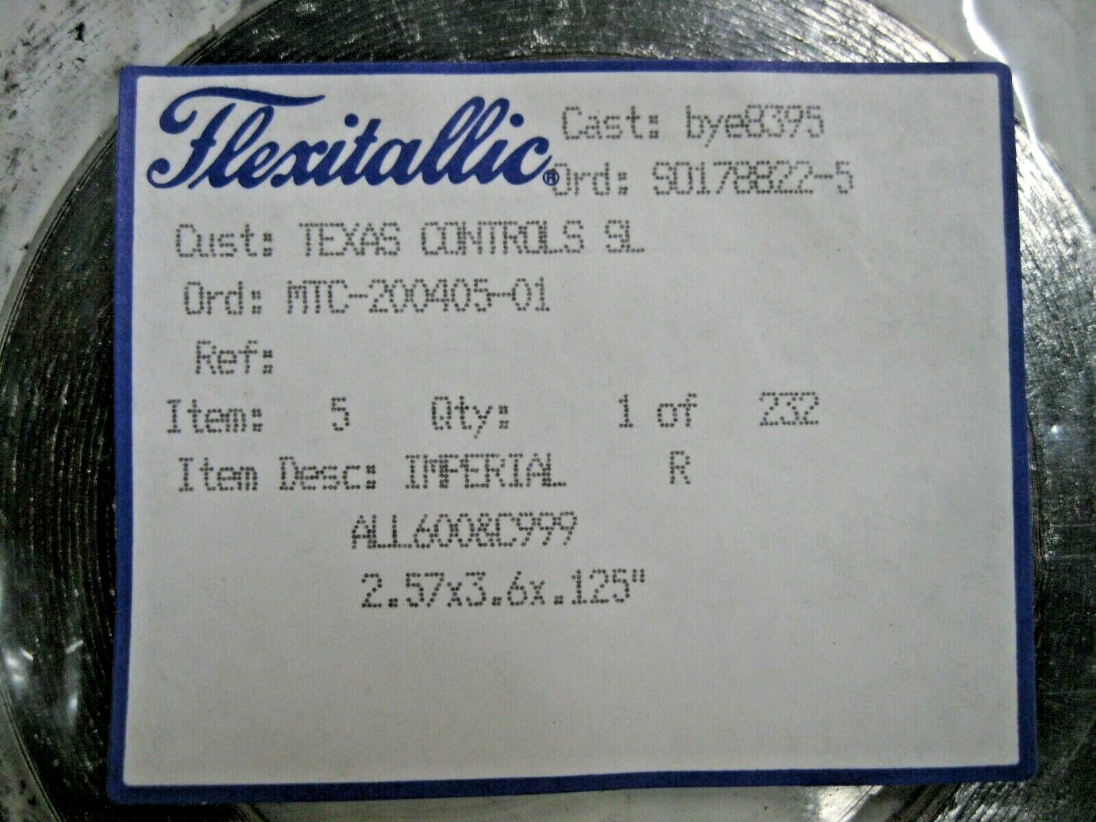 FLEXITALLIC SPIRAL-WOUND GASKET 2.57″ X 3.6″ X .125″, STYLE R, GRAPHITE, 316L