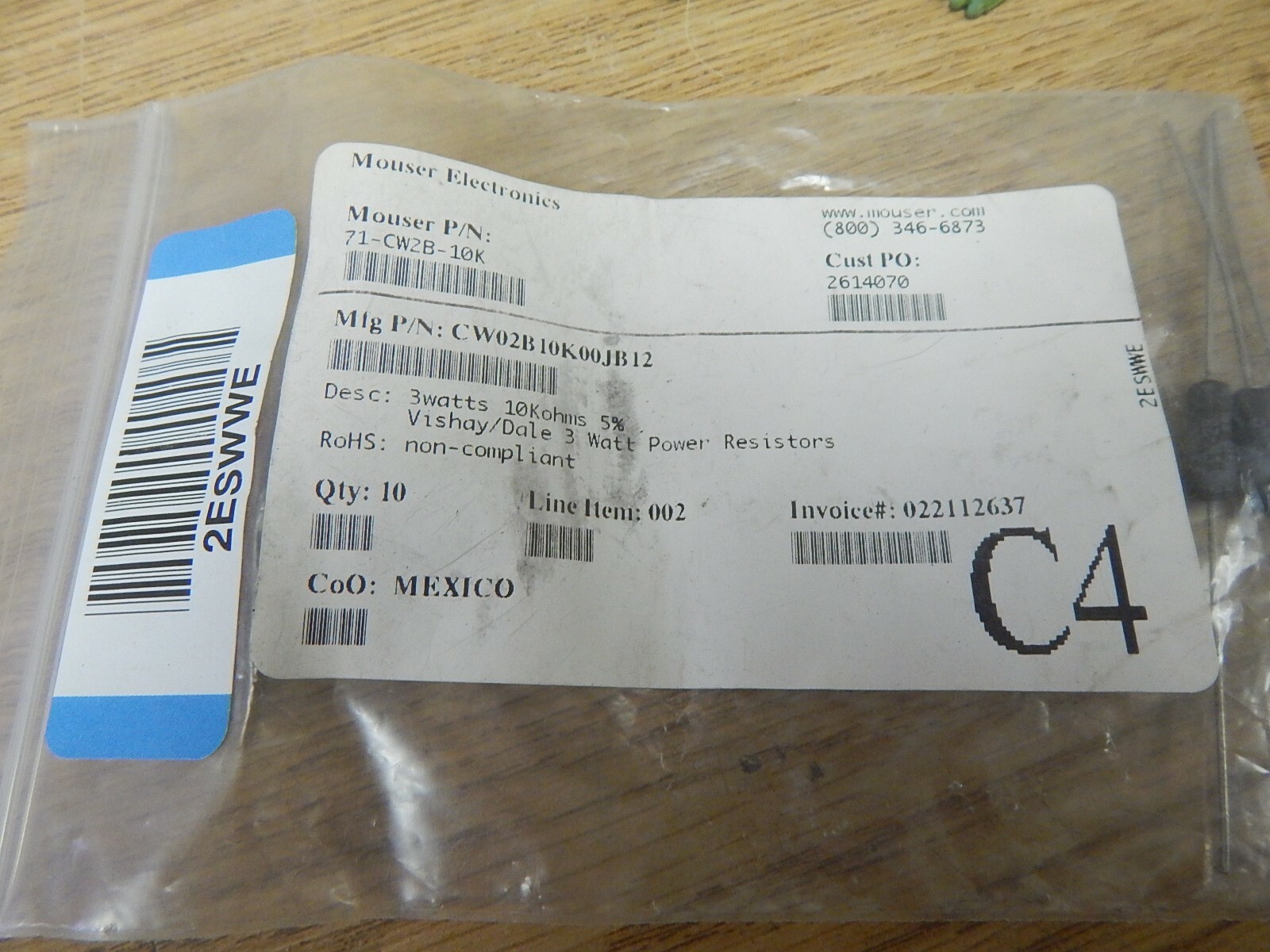 NEW Mouser Electronics 71-CW2B-10K 2614070 Power Resistors, Lot of 3