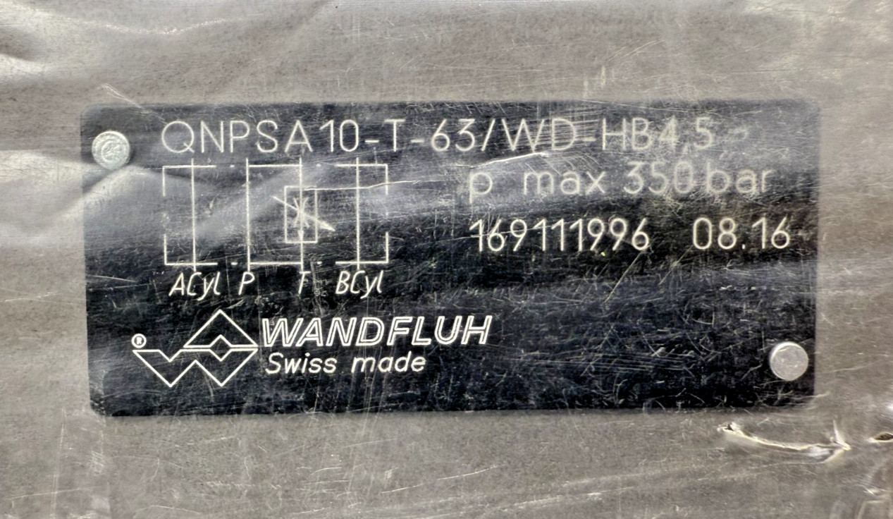WANDFLUH QNPSA10-T-63/WD-HB4,5 Proportional Pressure Reducing Valve, 350 bar