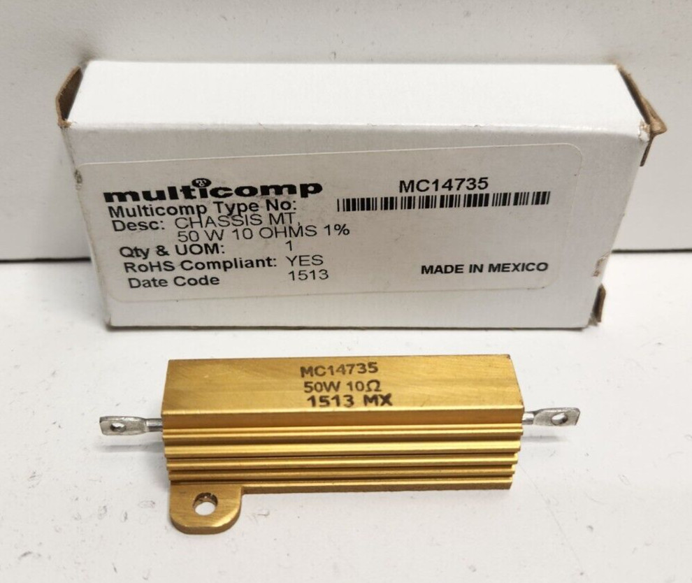 NEW IN BOX! MULTICOMP 50W 10 OHM CHASSIS MOUNT RESISTOR MC14735