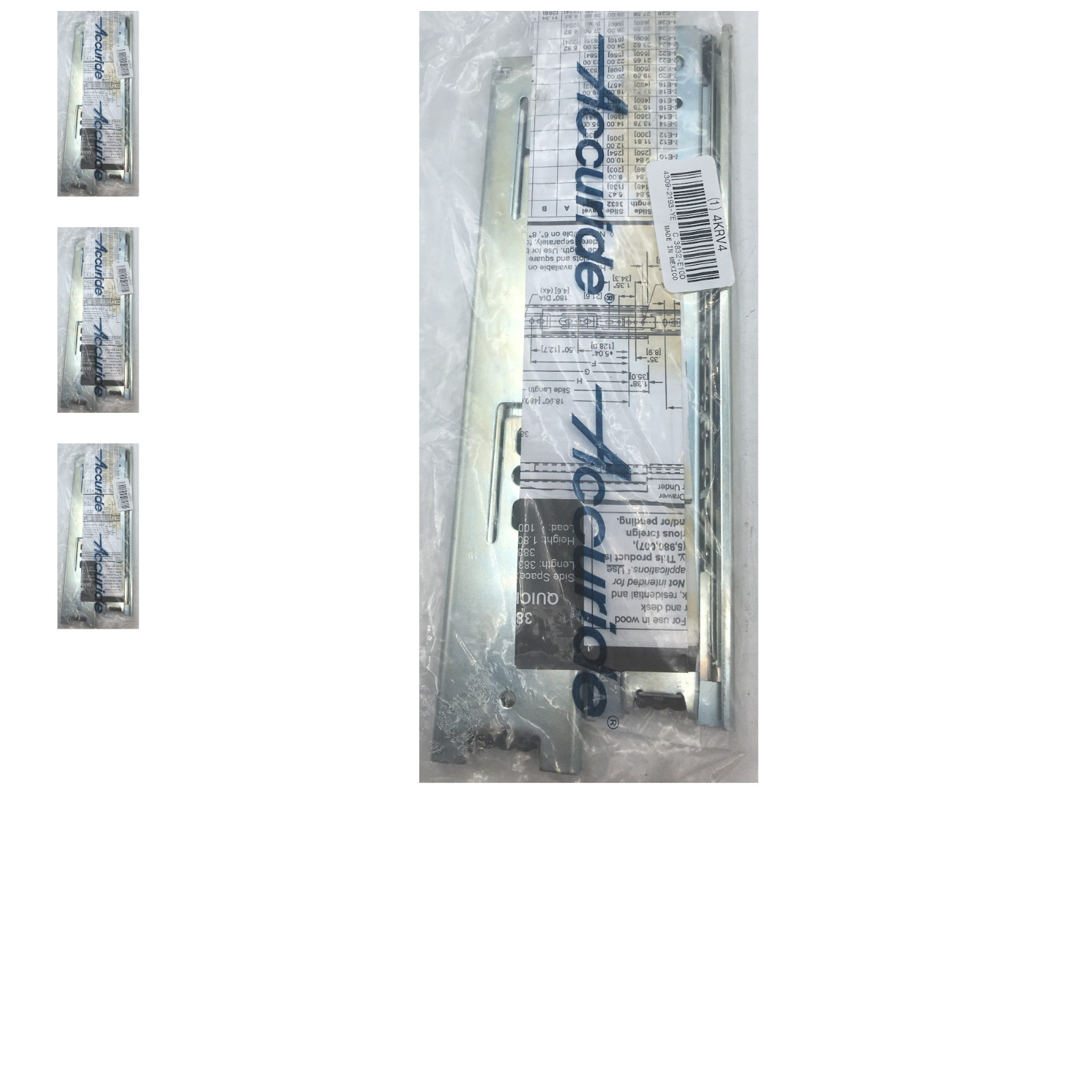 Accuride Lot of 4 Sets Ball Bearing Drawer Slide 4KRV4, C3832-E10D New