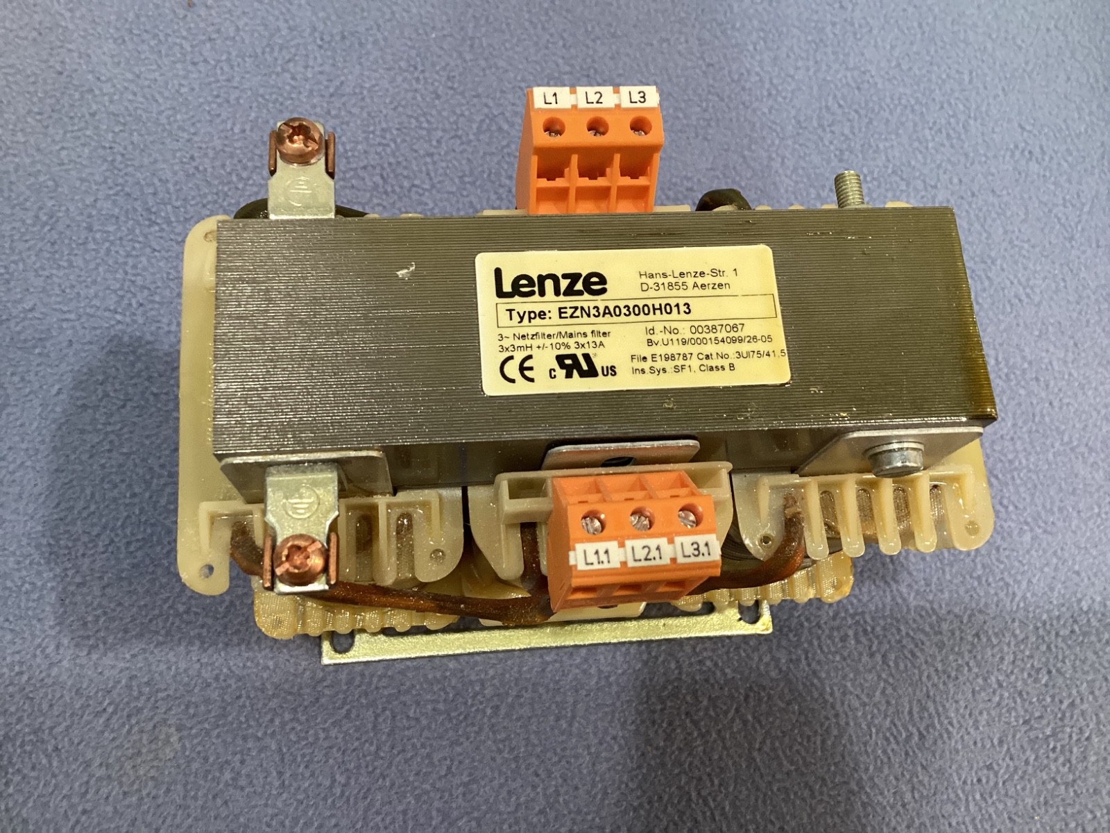 LENZE LINE REACTOR TYPE: EZN3A0300H013, CAT. NO. 3UI75/41.5