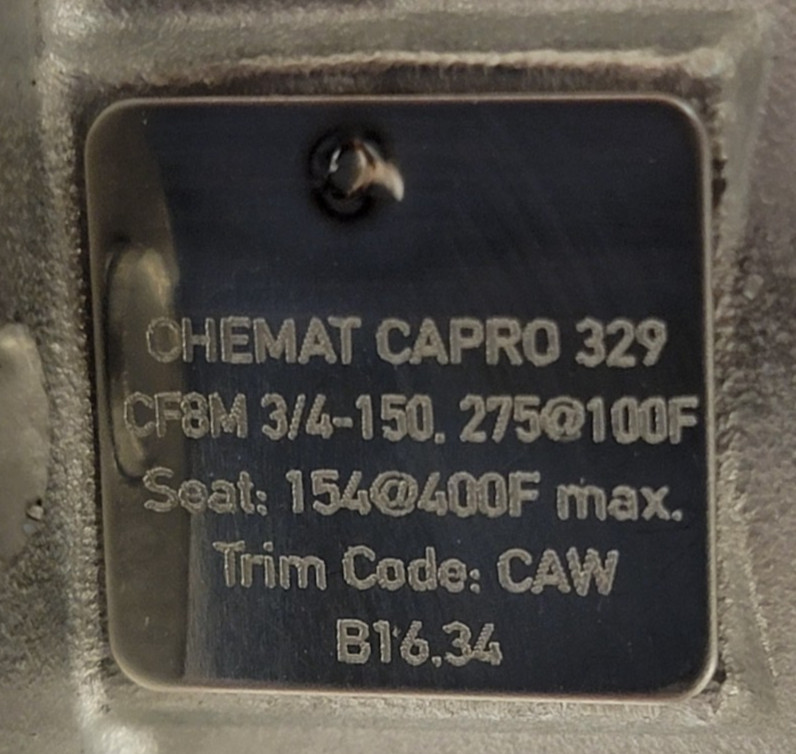 Tyco AHK613-3 Ball Valve |RF| A 351 CF8M | NPS 3/4 |150# | Capro 329 Series II
