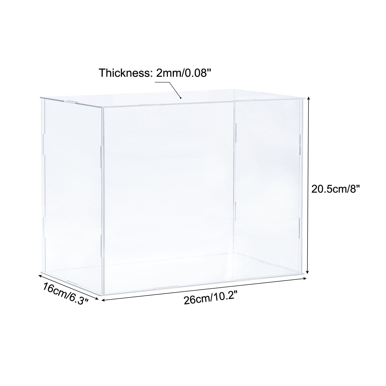 Acrylic Display Case Plastic Box Cube Storage Box Transparent 26x16x20.5cm