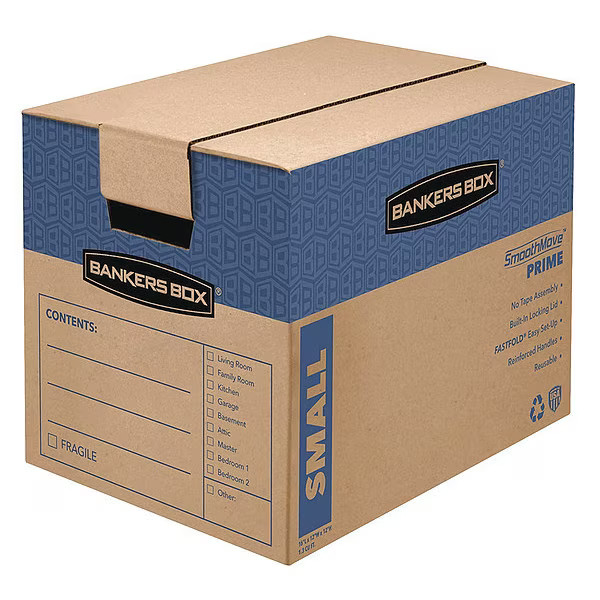 Smoothmove 62711 16 in x 12 in x 12 in Moving Box, Kraft, Blue Printin
