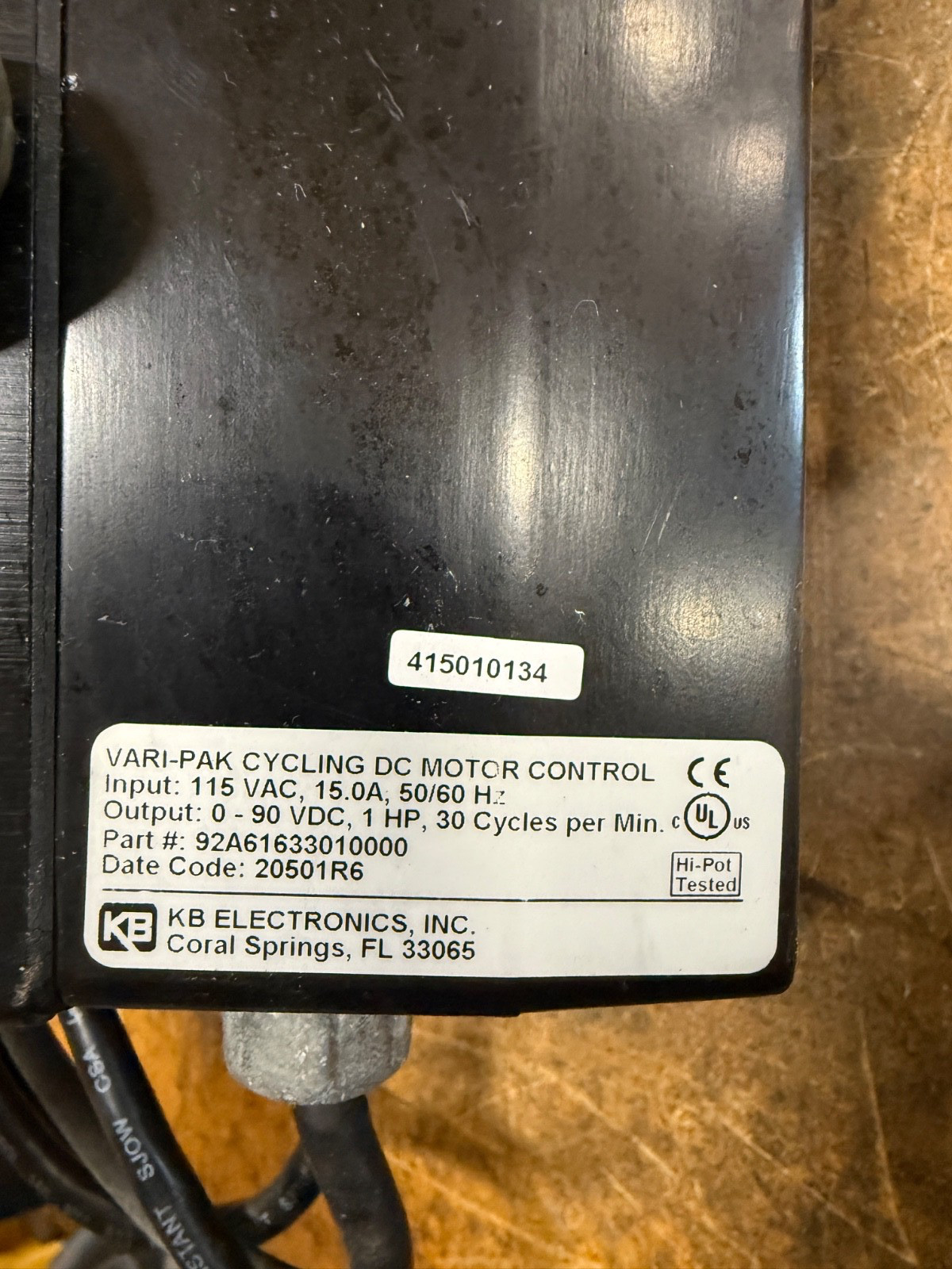 VARI PACK CAMCO 92A61633010000 115VAC 15.0A 50/60HZ MOTOR SPEED CONTROL (TESTED)