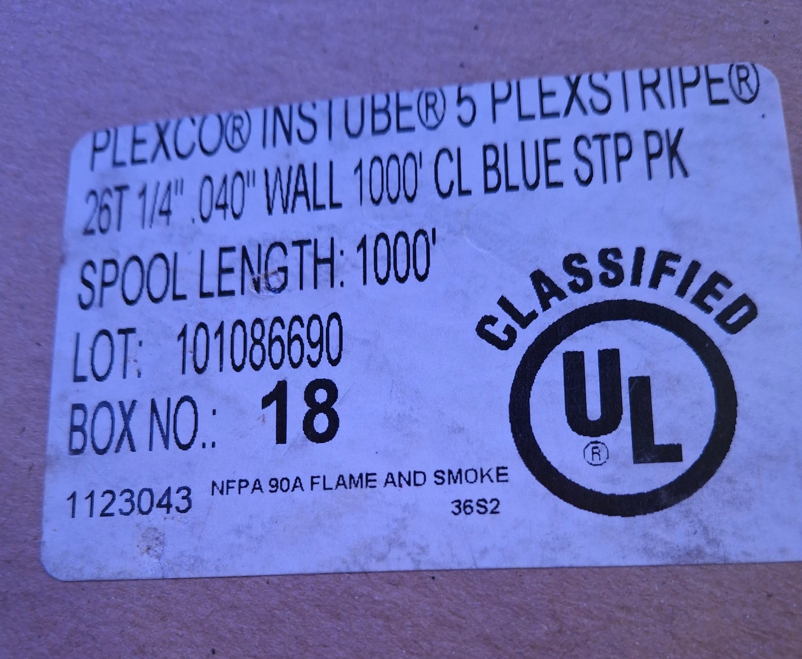 1 NEW PLEXCO INSTUBE 5 26T 1/4″ .040 1000′ CL BLUE STP PK NNB ***MAKE OFFER***
