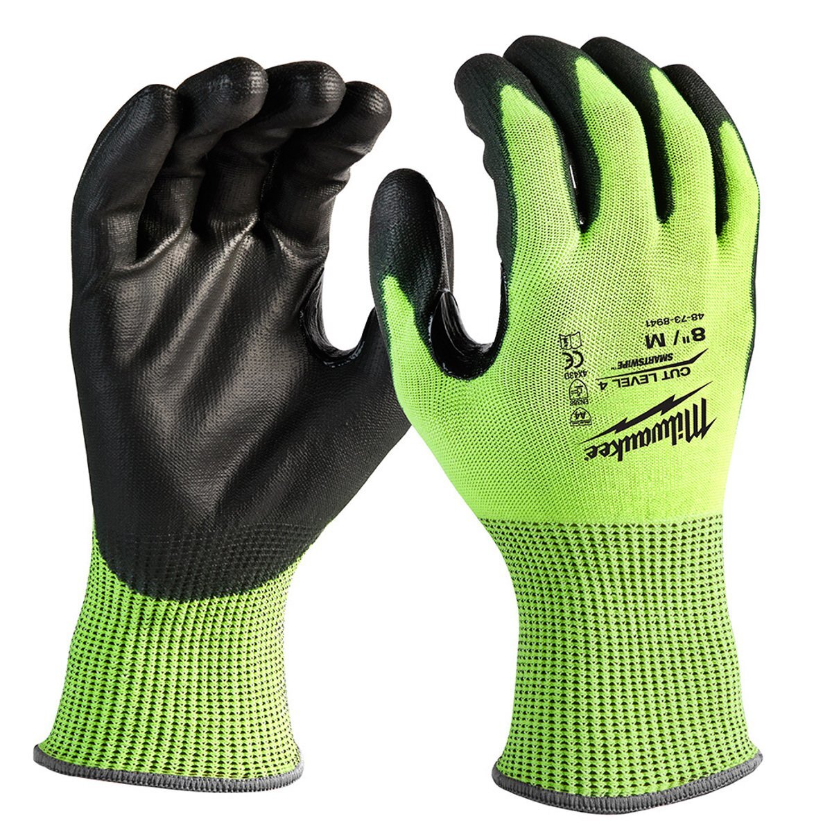 Milwaukee 48-73-8941B High Visibility Cut Level 4 Polyurethane Dipped – M
