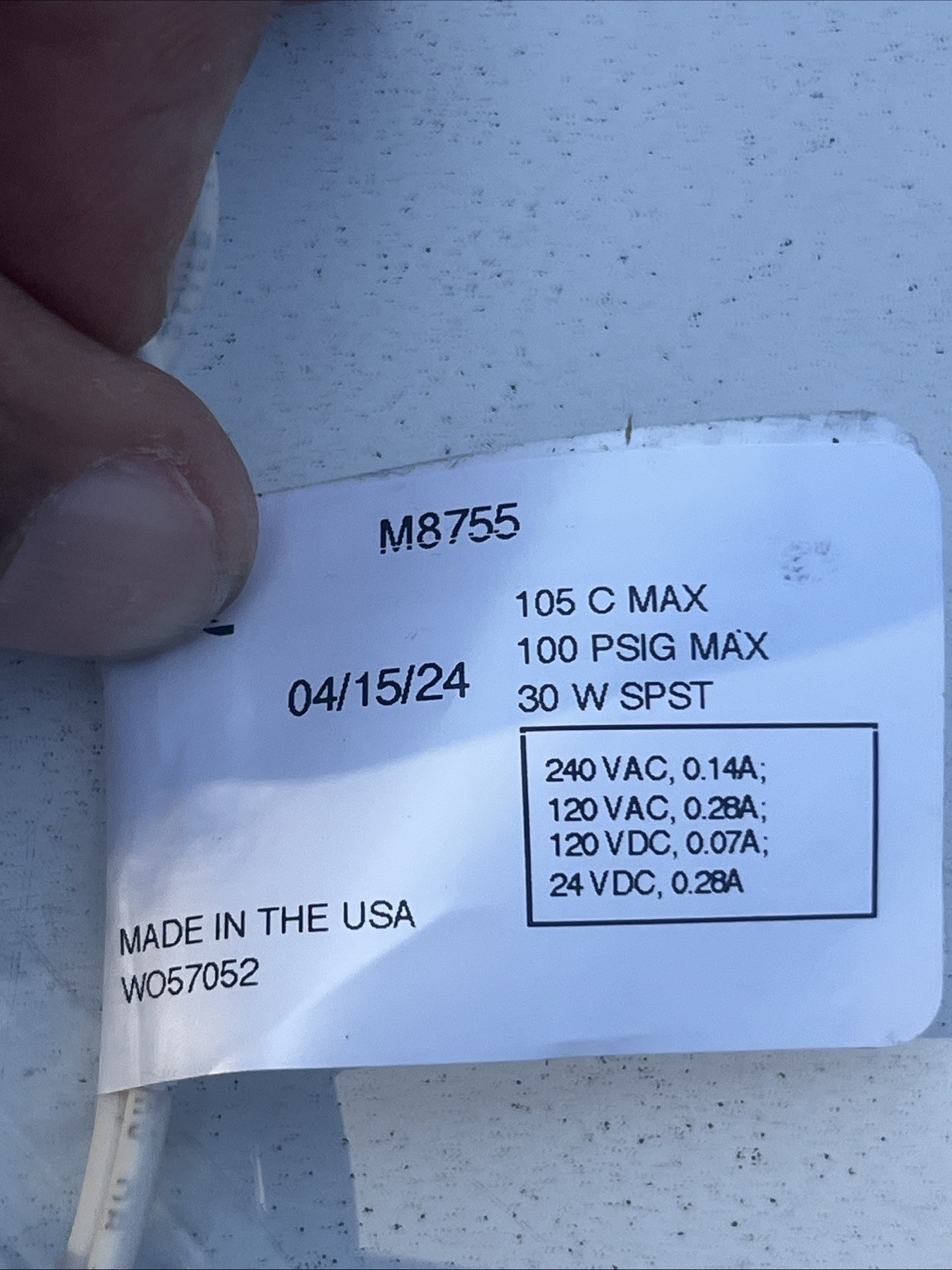 Madison 8755 Polypropylene Side Mount Float Switch – NOS