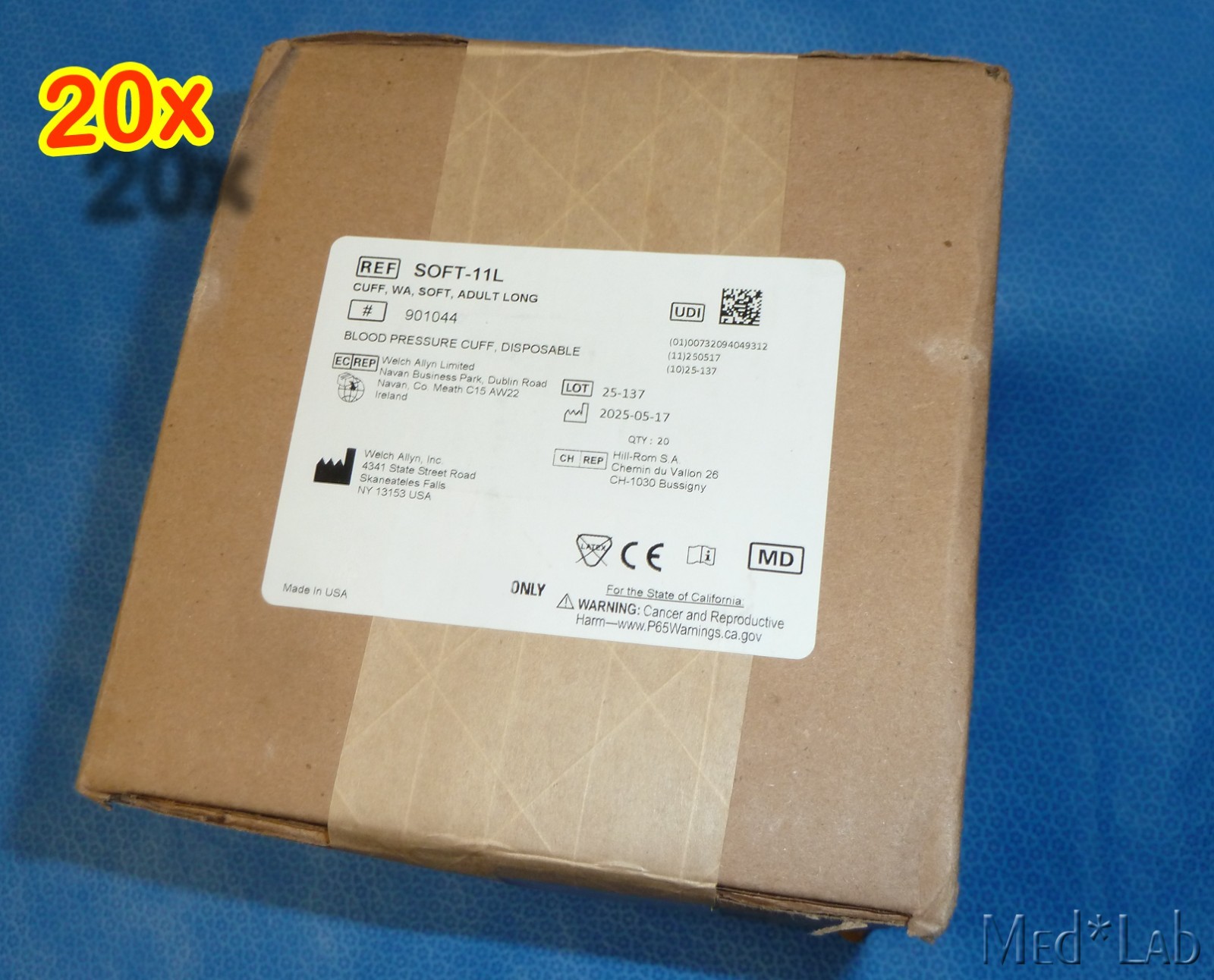 20 SOFT-11L Hillrom Flexiport Adult Long Disposable Blood Pressure Cuff