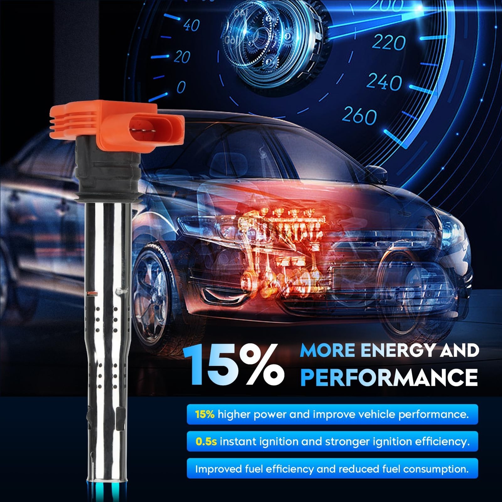 Ignition Coil Pack + Iridium Spark Plugs for Audi A3 A4 A5 Q5 TT, for Volkswa…