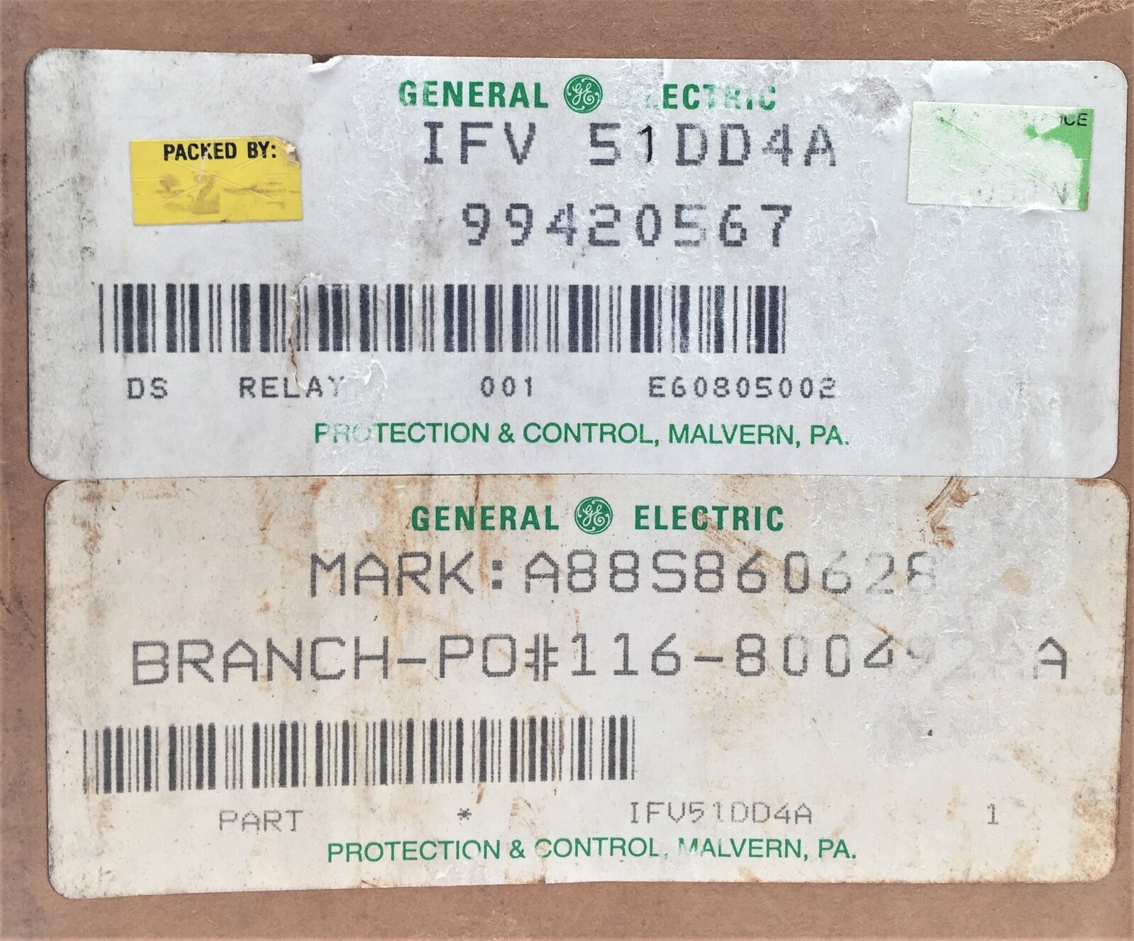 GE 12IFV51DD4A Time Overvoltage Relay General Electric