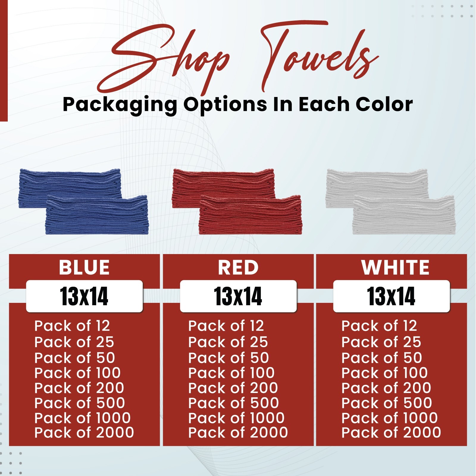 100 New Industrial A-Grade Shop Rags – Cleaning Towels Red – Multipurpose Cloth