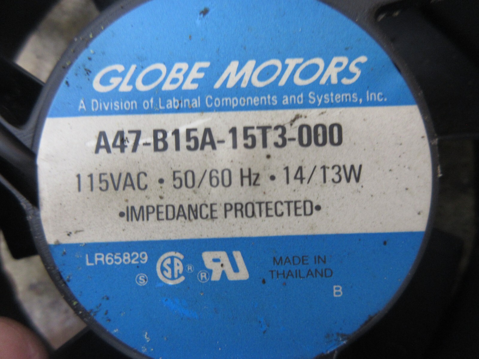 GLOBE MOTORS FAN A47-B15A-15T3-000 50/60HZ