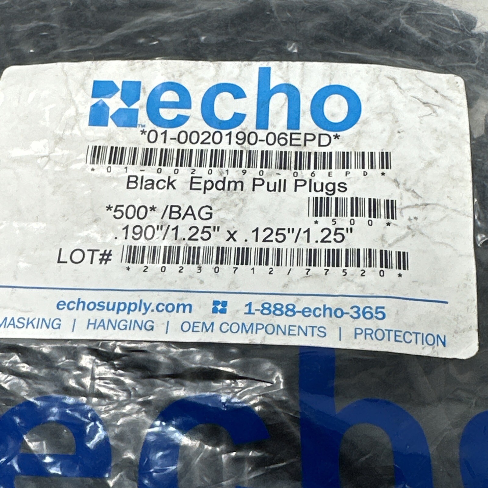 Echo Black EPDM Pull Plugs 01-0020190-06EPD – (Bag of 500)