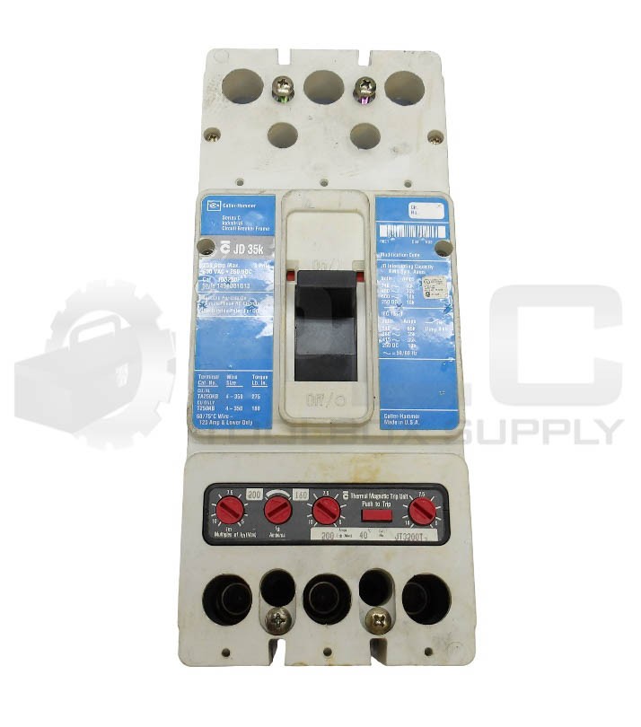 CUTLER HAMMER JD3250F /C CIRCUIT BREAKER 250A 3 POLE 600VAC JD 35K