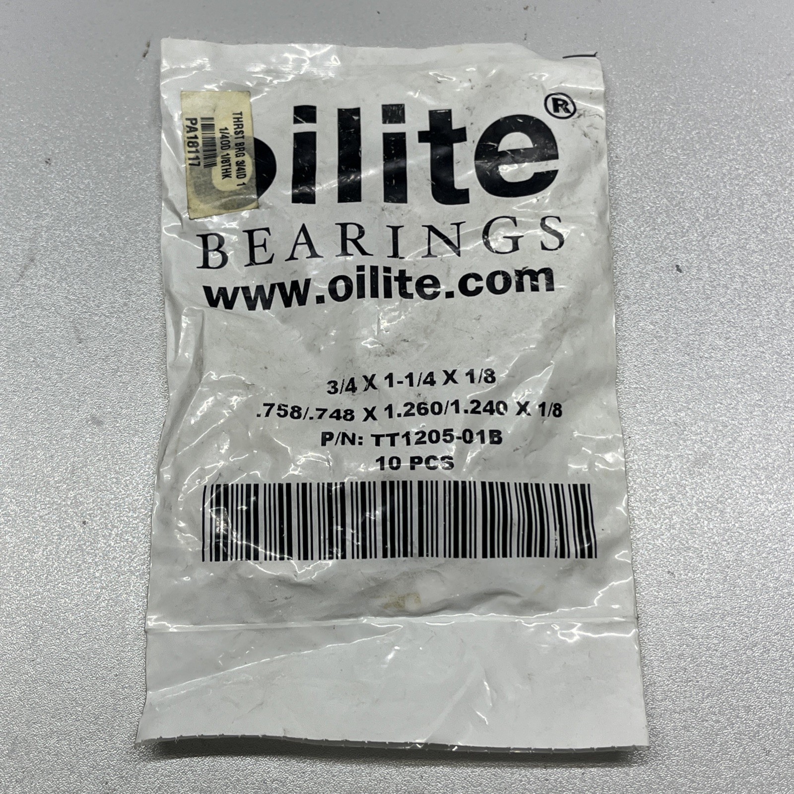 LOT OF 10 pcs – OILITE TT1205-01B – SINTERED BRONZE THRUST 3/4 x 1-1/4 x 1/8