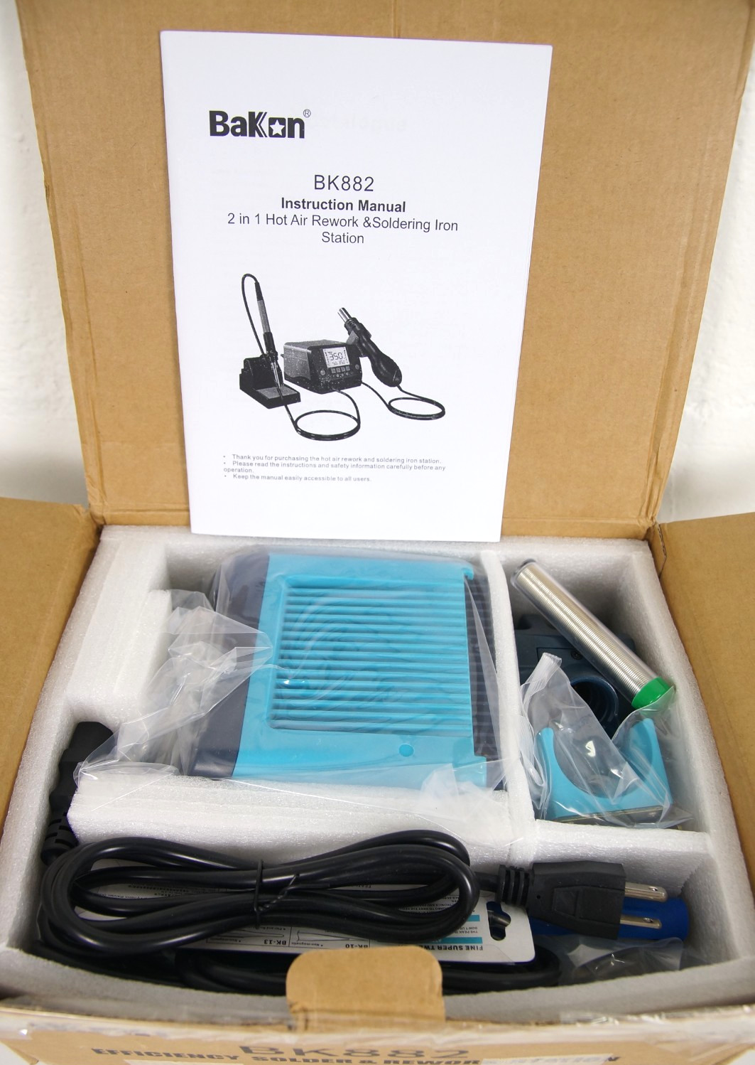 Bakon 2 in 1 Hot Air Rework & Soldering Iron Station BK882