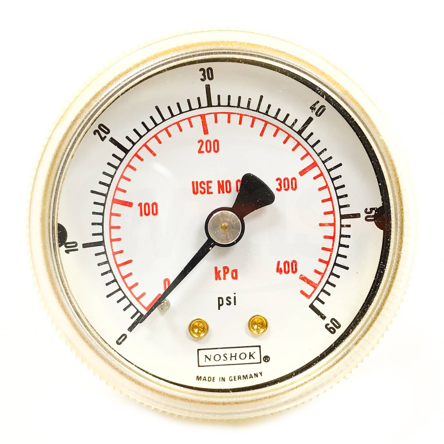 Noshok 7702-6195 Oxygen Pressure Gauge, 0-60PSI/0-400kPa, 1/4″ NPT Back