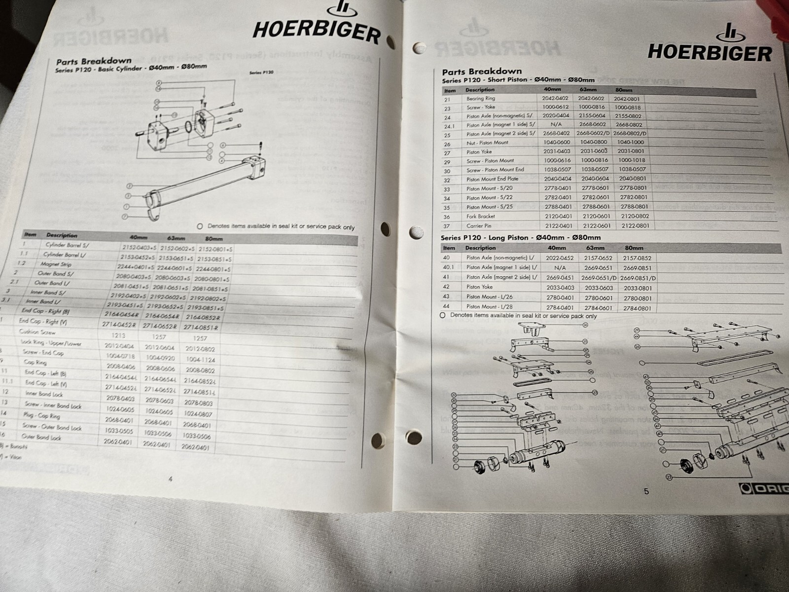 Origa SP128-B-S Hoerbiger Service Pack SP128BS Stroke 88″ Bore 80MM