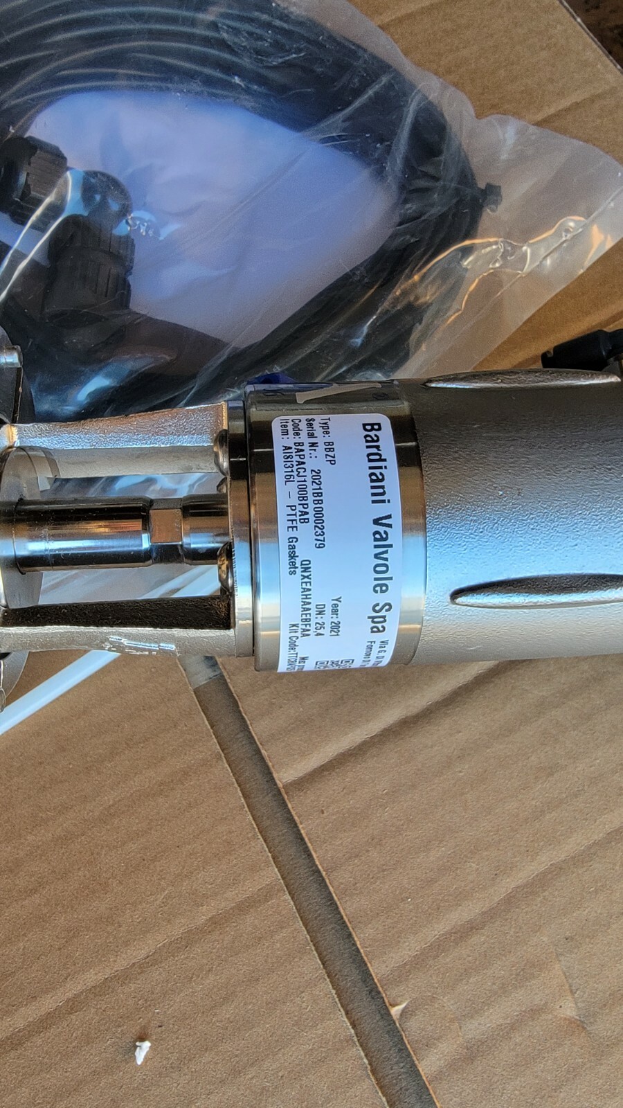 New HPS Type BBZP AISI316L-PTFE Bardiani Valvole Spa Receive Return Assembly