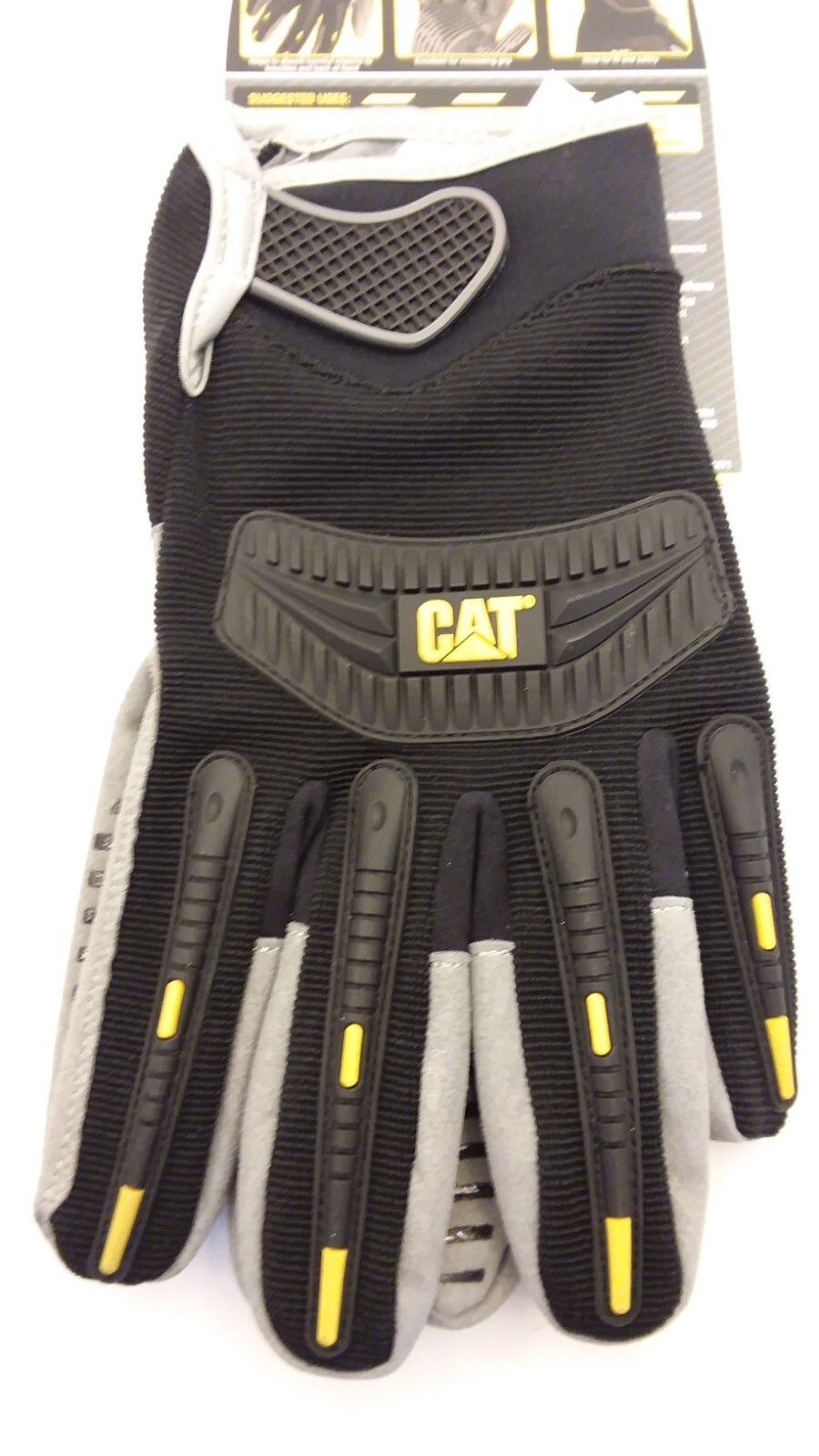 CAT CAT012218X BLACK HIGH IMPACT WORK GLOVES X-LARGE ADJUSTABLE WRIST CLOSURE