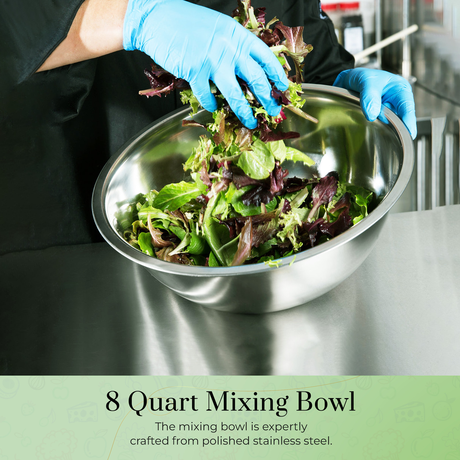 4-Pack OCS Parts 13.25″ Stainless Steel 8 Quart Mixing Bowl
