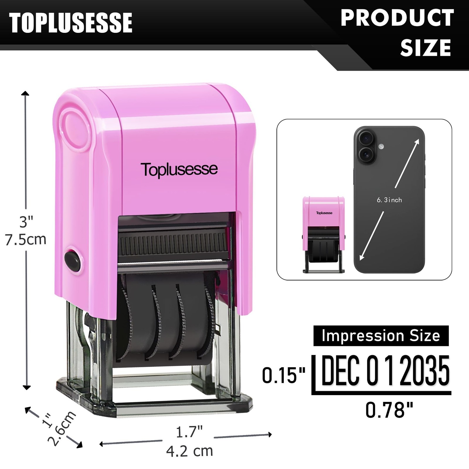 Date Stamp Self Inking Dater Stamp for Business 12 Year Band Purple Mount Bla…