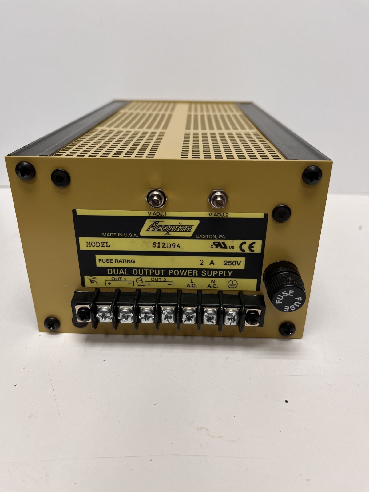 Acopian 512D9A Dual Regulated 5VDC/6A, 12VDC/2.4A Power Supply, 120VAC Input
