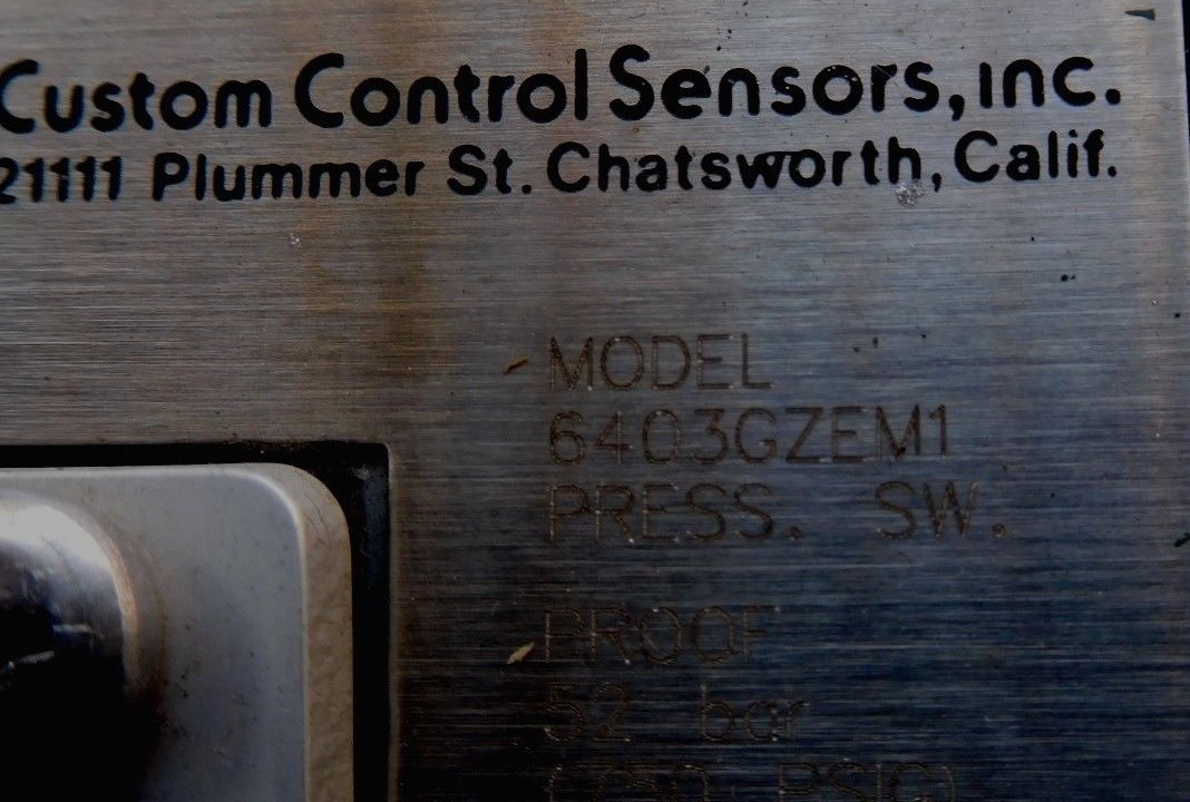 (1) CCS Custom Control Sensors 6403GZEM1 Pressure Switch 6403GZE 1.4- 18 PSIG