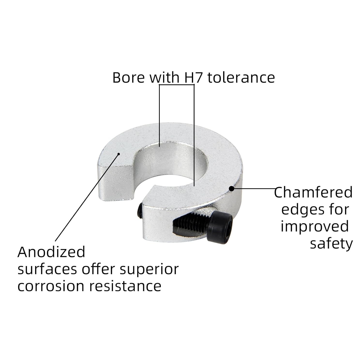 Shaft Collar for SBR20 Linear Rail Stop, 20mm Bore 40mm OD 12mm Thickness Alumin