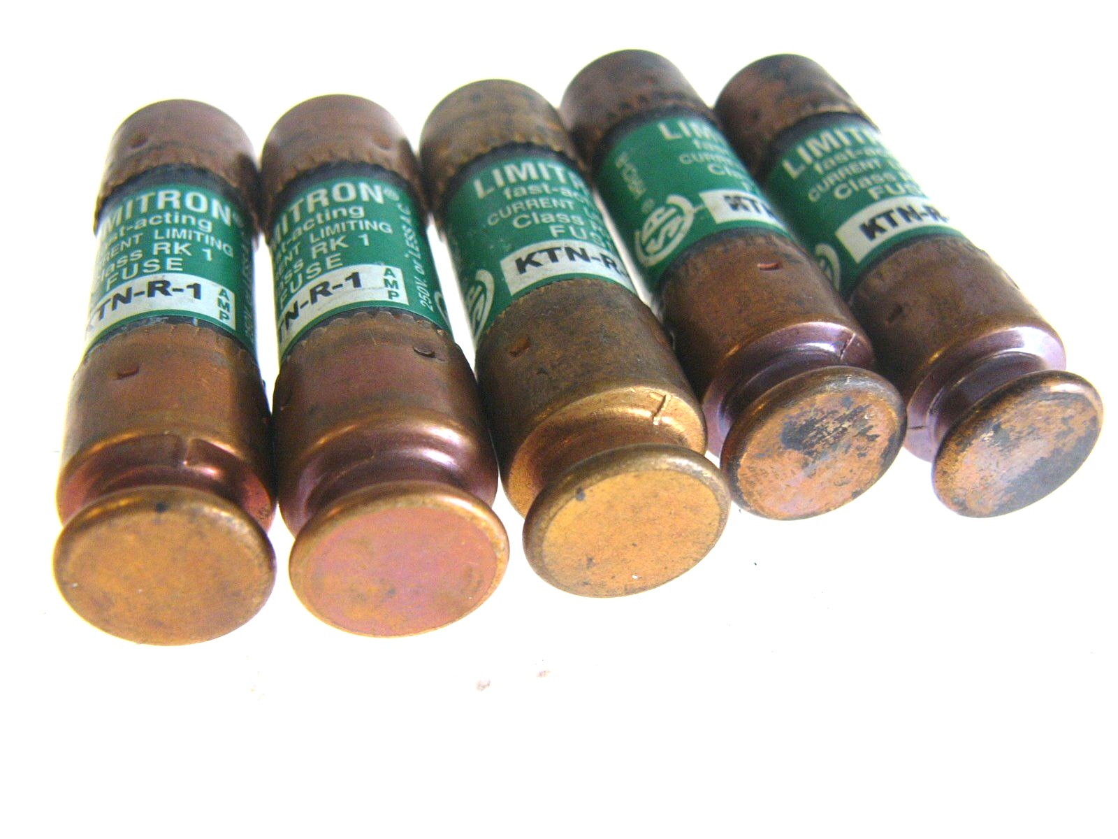 LOT OF 5 BUSSMANN LIMITRON FUSES KTN-R-1 CLASS RK 1 FAST-ACTING (F27)