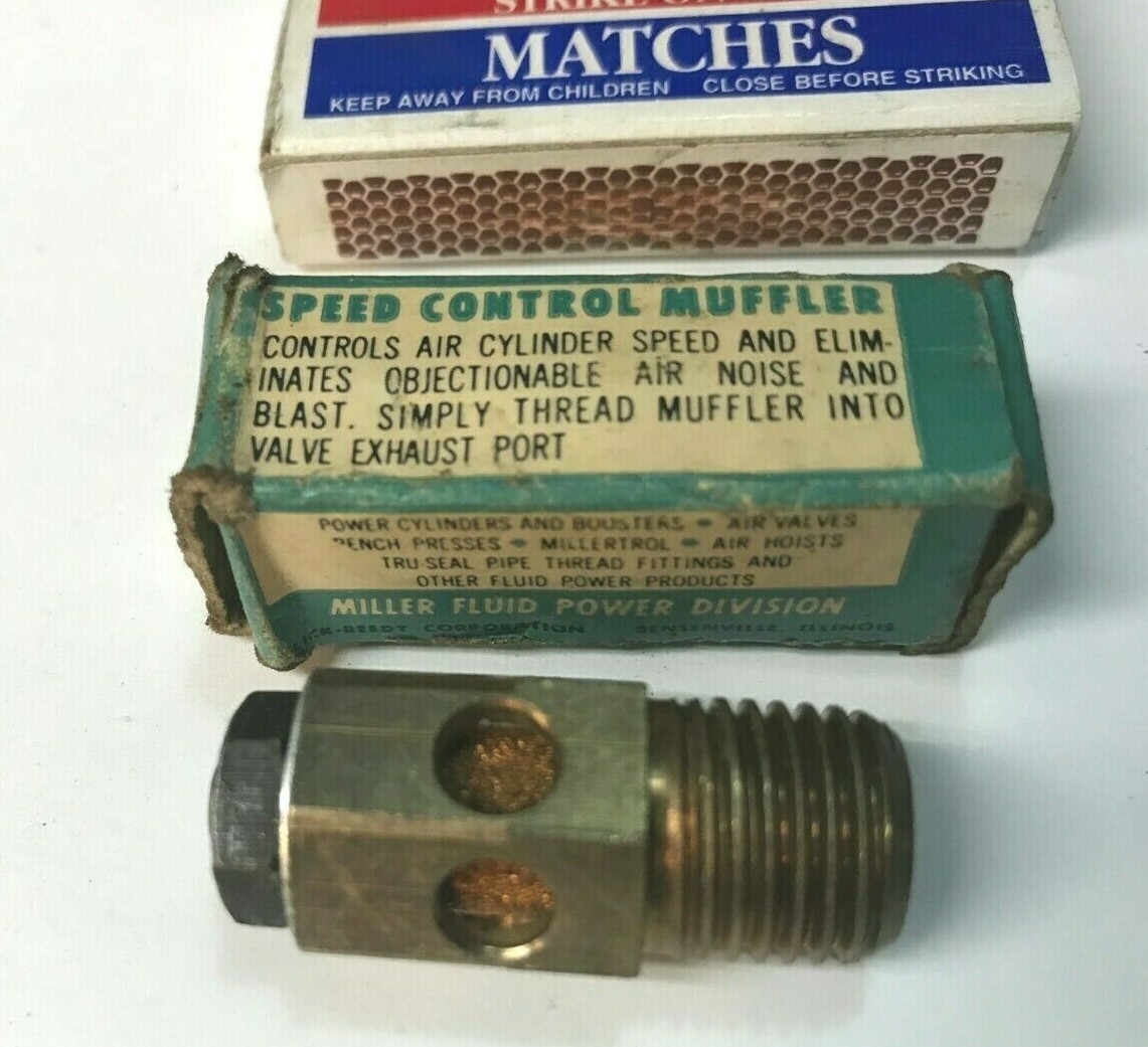 VINTAGE MILLER FLUID POWER FOR 1/4″ PORTS SPEED CONTROL MUFFLER MADE IN USA