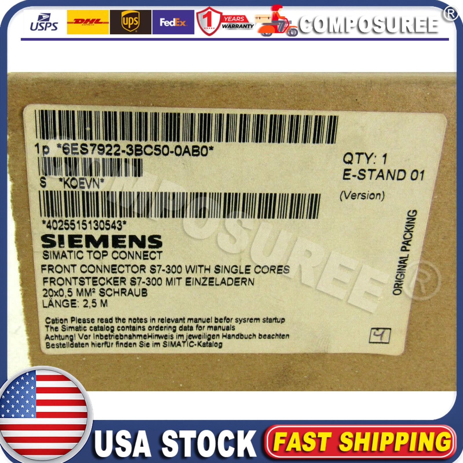New Siemens Simatic S7 SITOP Connection 6ES7922-3BC50-0AB0 6ES79223BC500AB0
