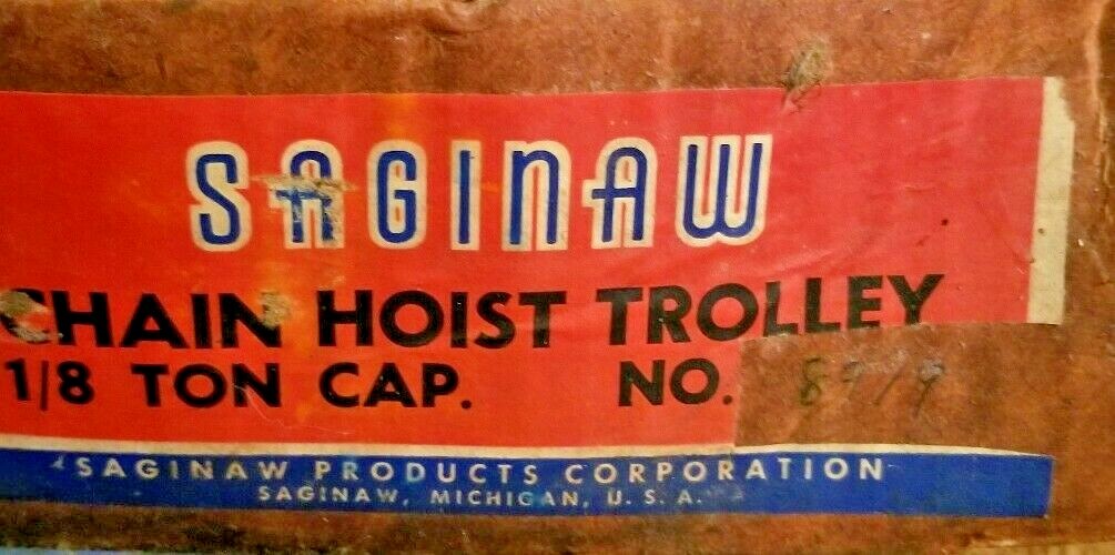 Saginaw 1/8 ton Chain Hoist Trolley 8919 Hand Push parts