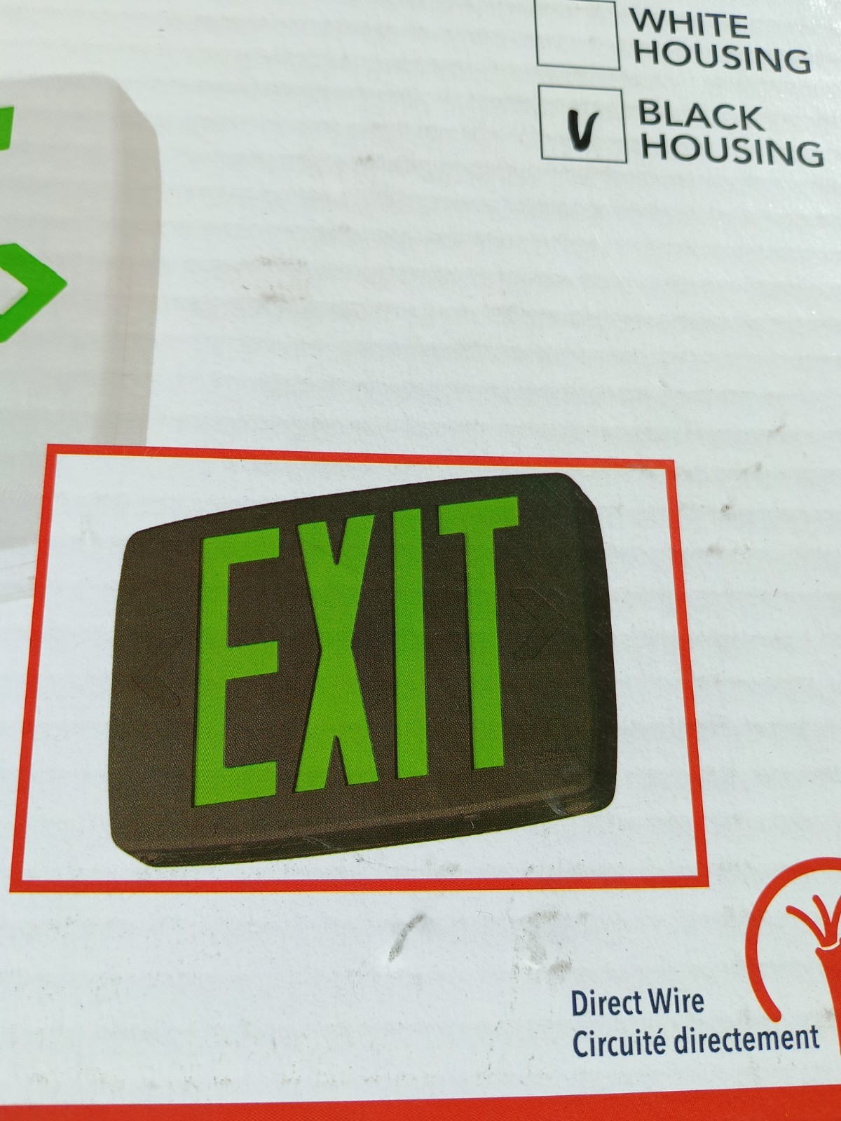 (2) LITHONIA LQM-S3G-120/277-EL-N-M6 Black Exit Signs LQMS3G120277ELNM6