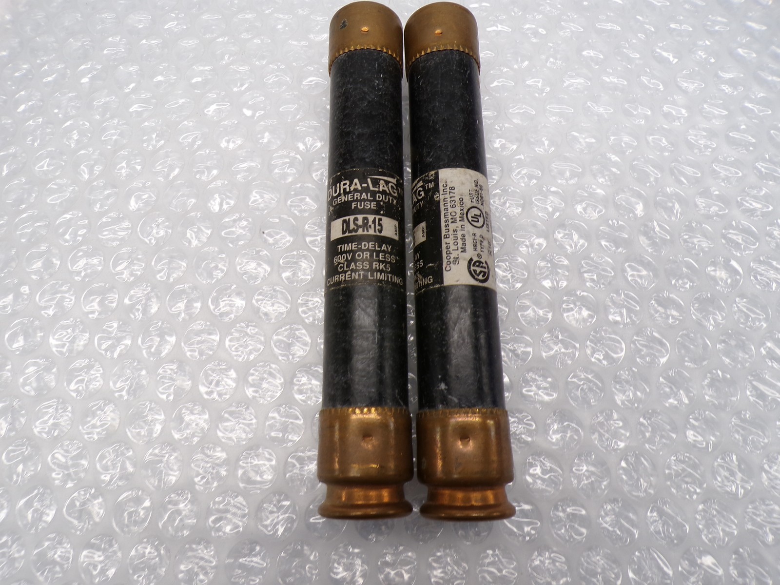 BUSSMANN DLS-R-15 FUSE LOT OF 2 NSNP