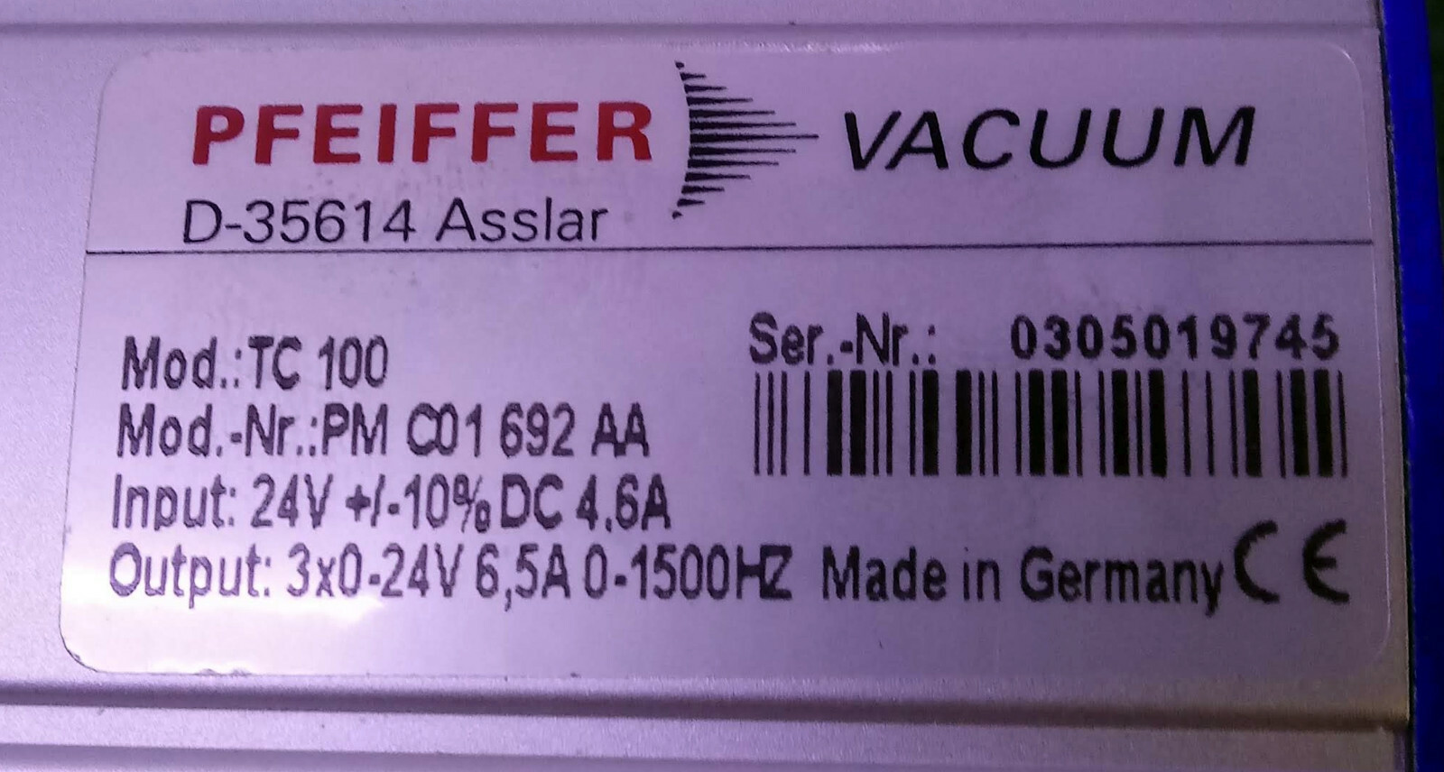 1 NEW PFEIFFER TMH071PDN63ISO-K 3P TURBO PUMP W/TC100PMC0692AA NNB *MAKE OFFER*