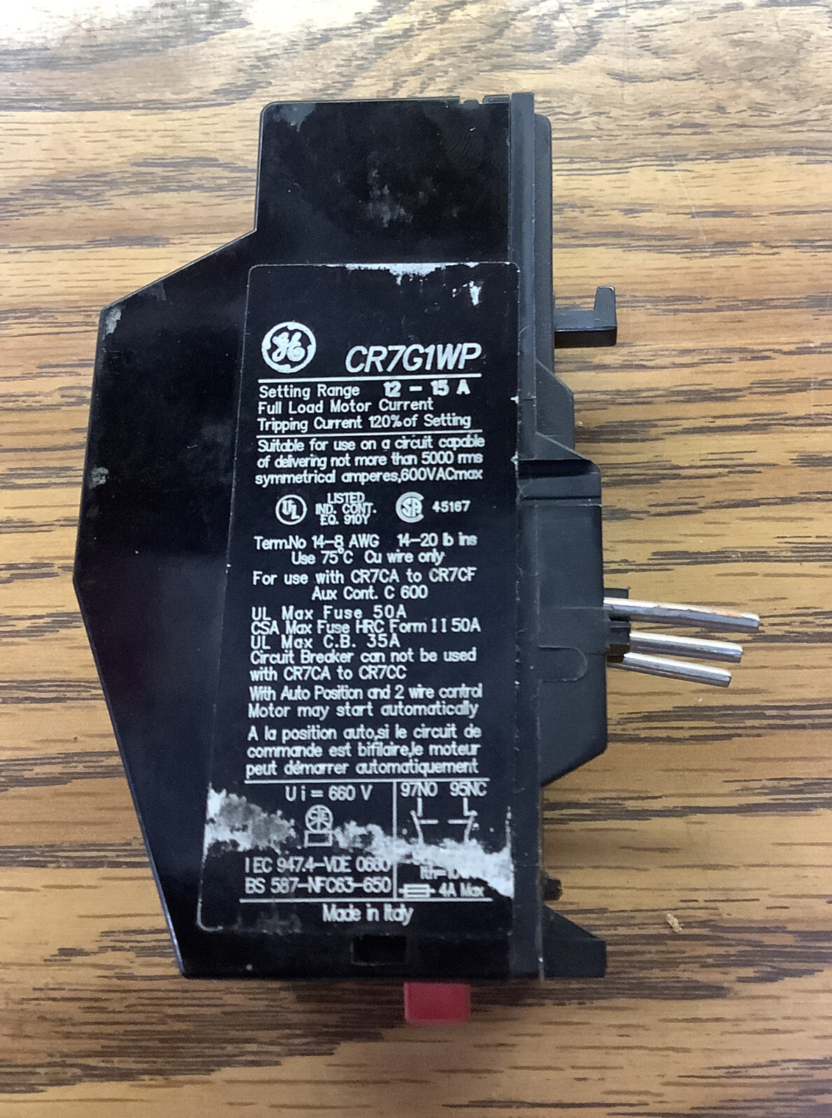 NOB GE CR7G1WP Spectra 700 Overload Relay 12 – 15 Amp