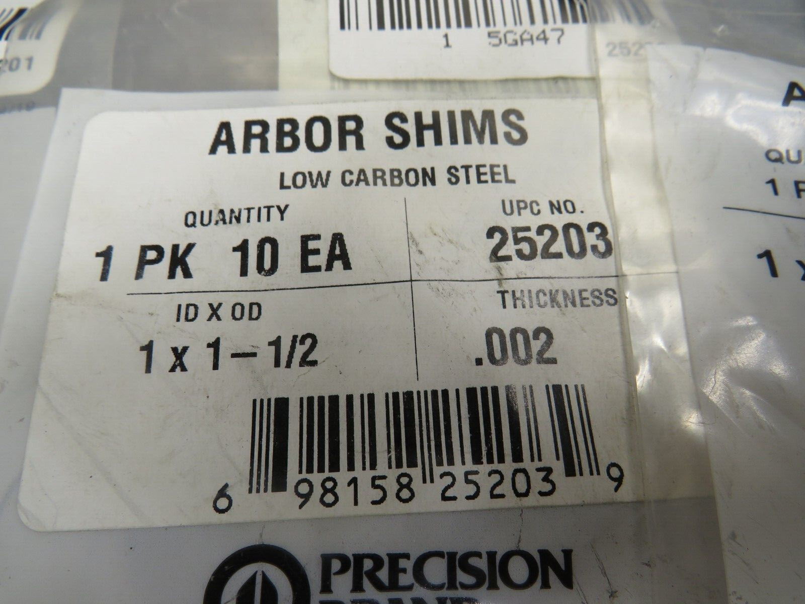 Precision Brand Shims Lot 25201, 25203, 25204, 25211 Lot of 10 Each