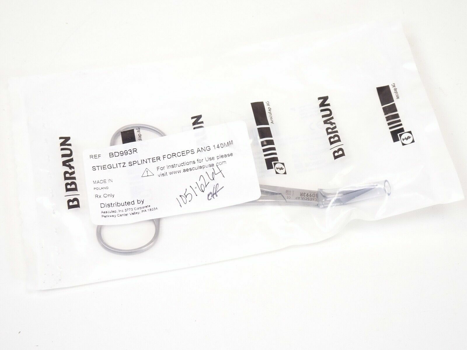 Aesculap BD993R Stieglitz Splinter Forceps Ang 140MM