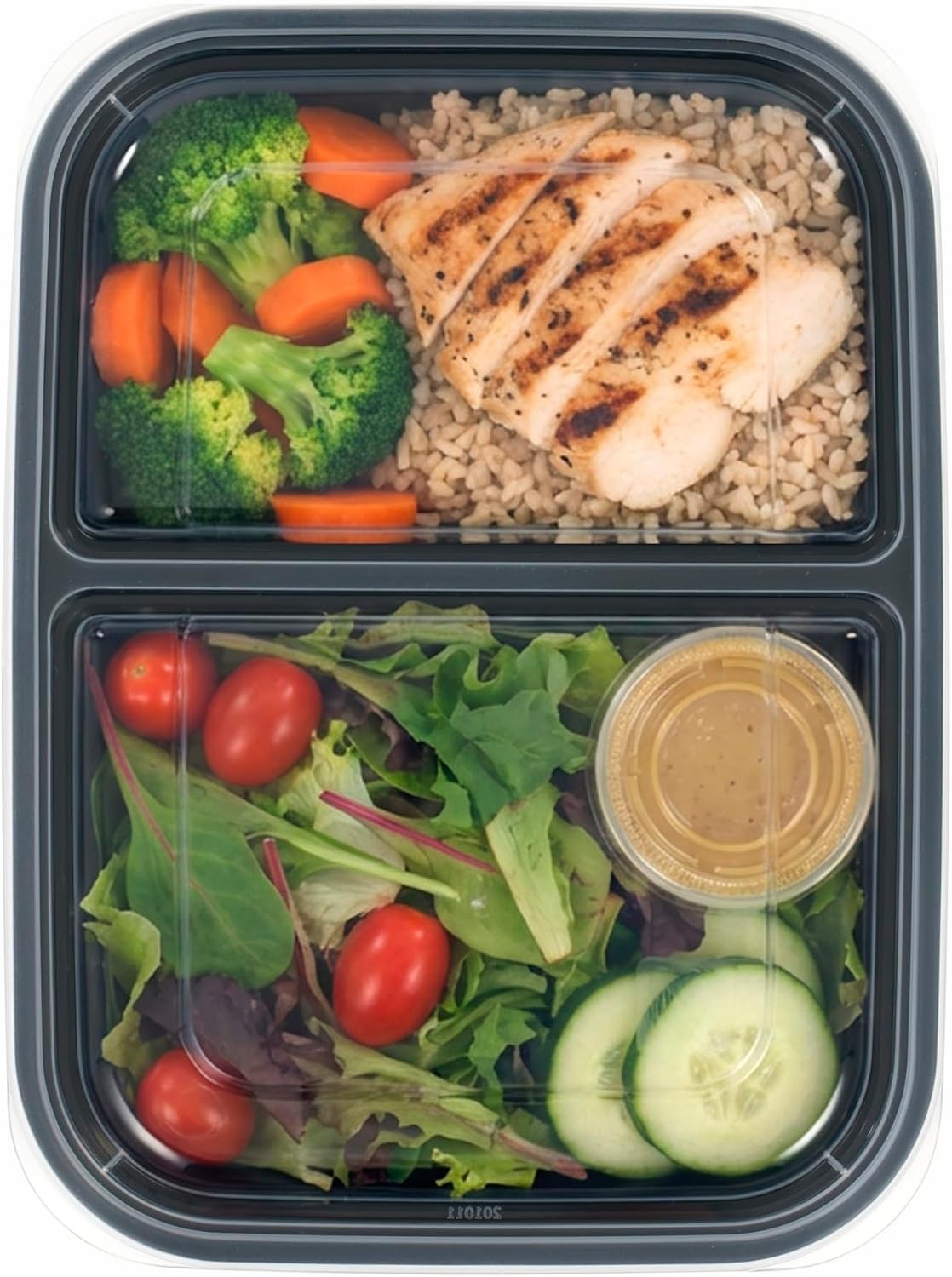 IRIS USA Meal Prep Containers, 36oz – 50 Pack (100-Piece) 2-Compartment Reusable