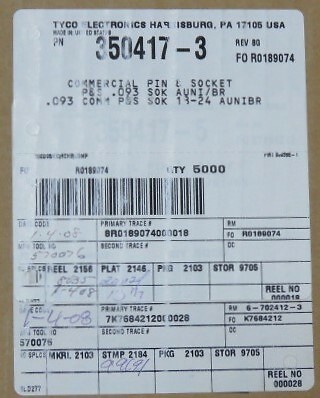 Tyco 350417-3 Qty of 20 per Lot Pin & Socket Connectors SCKT 24-18 AU .093″