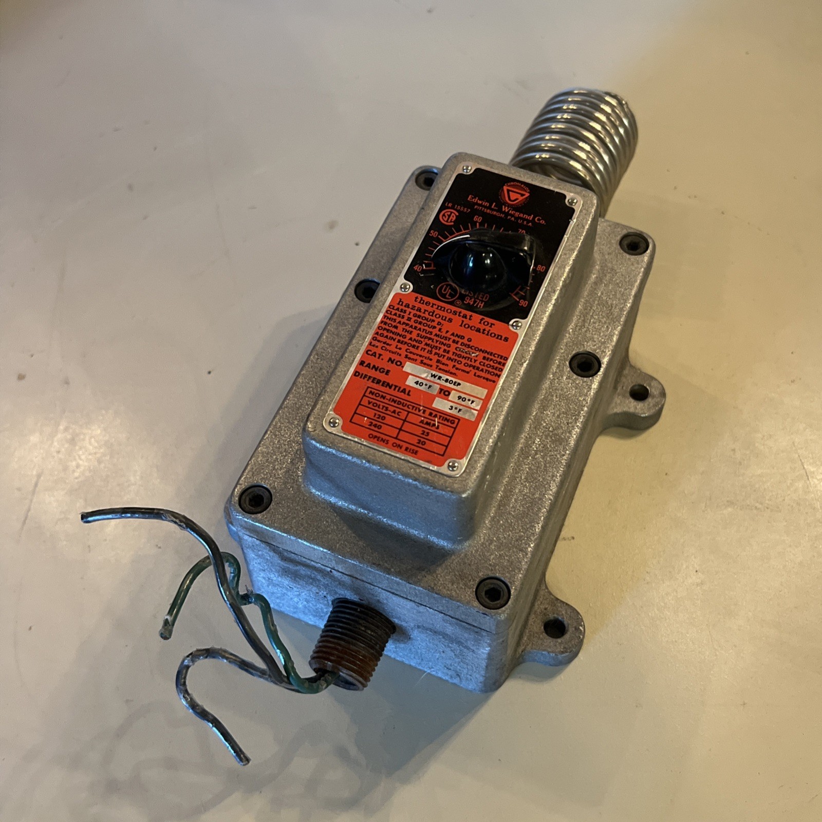 Edwin Wiegand WR-80EP Hazardous Location Thermostat 40°F to 90°F